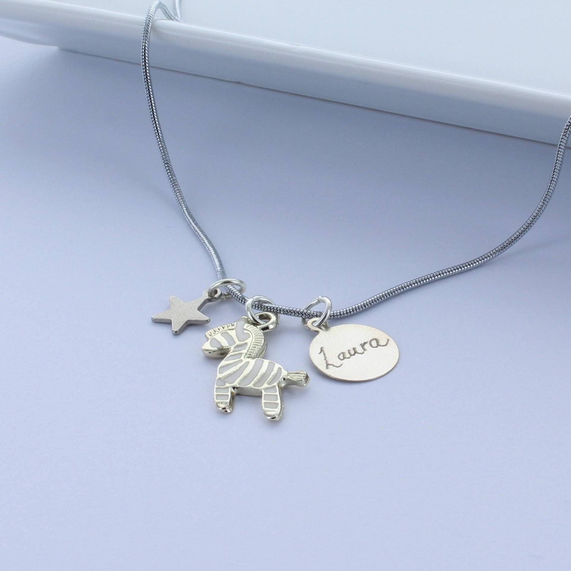 Zebra Personalisierter Namens-Charm Halskette von FrancescaRossiDesign