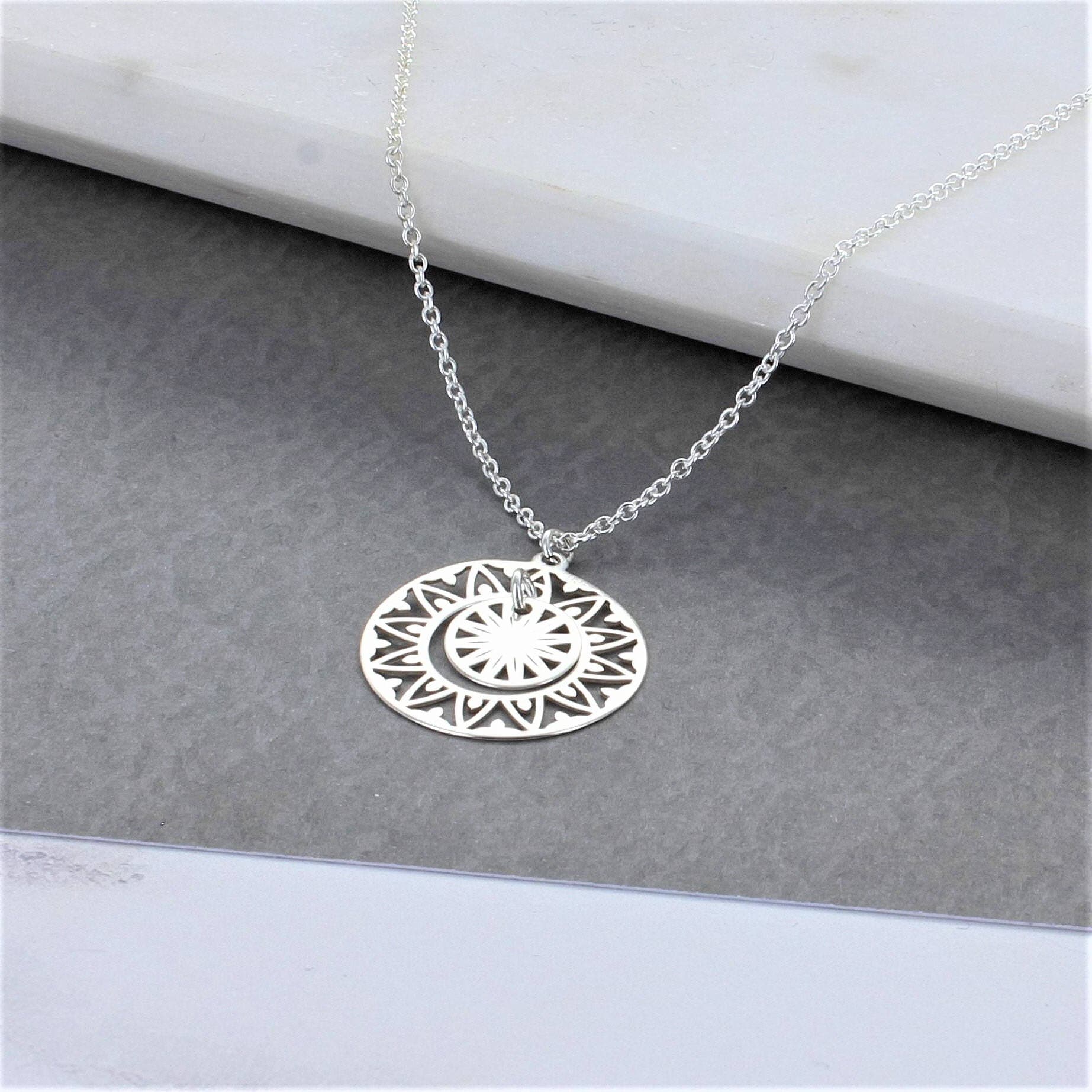 sterling Silber Verzierten Disc Halskette von FrancescaRossiDesign