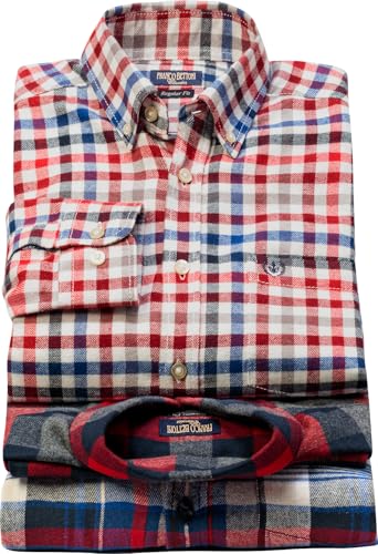 Franco Bettoni 3er Pack Hemd Herren Langarm, 3X Flanellhemd Herren aus 100% feinster Baumwolle, herrlich weiches Freizeithemd, Holzfällerhemd mit Brusttasche, Karo Mix, Gr. 45/46 von Franco Bettoni