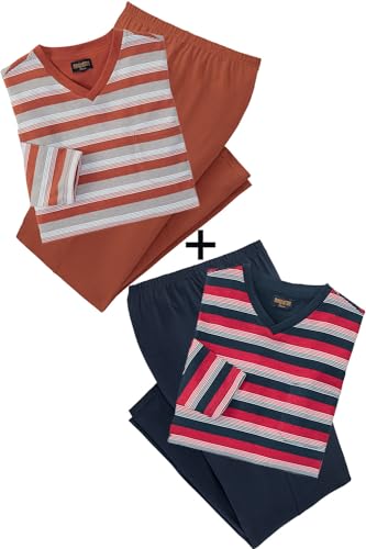 Franco Bettoni 4er Set Pyjama Herren lang, Schlafanzug Herren lang aus 100% Baumwolle, 2 Pyjamasets für Männer inkl. 2X Schlafanzughose + 2X Schlafshirt Langarm, Gr. L von Franco Bettoni