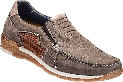 Franco Bettoni Bequem-Mokassins in Taupe, Herren-Slipper aus Nubuk-Leder, komfortabler Freizeitschuh, atmungsaktiv, erhöhte Laufsohle, Gr. 40-46 von Franco Bettoni