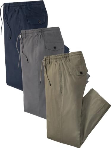 Franco Bettoni Chino Hose Herren aus 100% Baumwolle im 3er Pack, 3X ultraleichte Freizeithose Herren Regular Fit, Sommerhose Herren mit Stretch und elastischem Bund, Gr. 54 von Franco Bettoni