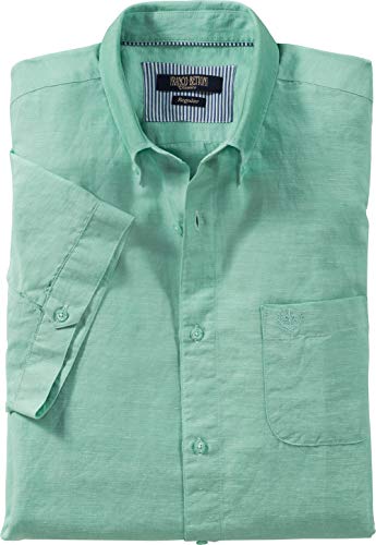 Franco Bettoni Herren Leinen-Baumwollhemd, luftig leichtes Kurzarmhemd, ideal für warme Sommertage, bequemes Oberteil mit Button-Down-Kragen für Männer, Größe 39-46 von Franco Bettoni