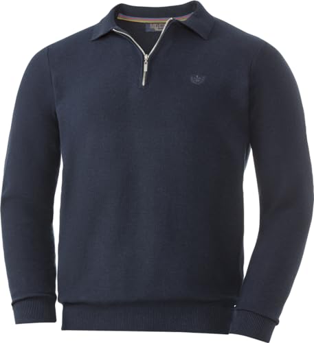 Franco Bettoni Pullover Herren, Langarmshirt mit Polo-Kragen und Zipp, Strickpullover aus 100% Baumwolle, Marine Melange, Gr. 54 von Franco Bettoni