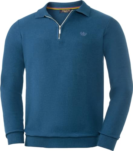 Franco Bettoni Pullover Herren, Langarmshirt mit Polo-Kragen und Zipp, Strickpullover aus 100% Baumwolle, Petrol Melange, Gr. 54 von Franco Bettoni