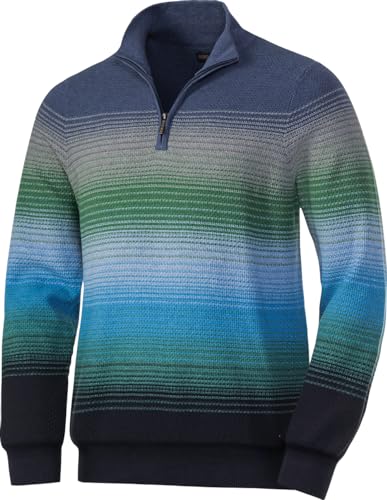 Franco Bettoni Pullover Herren, Strickpullover aus 100% Baumwolle mit Zipp, Sweatshirt für Männer, Blau-grün, Gr. 50 von Franco Bettoni