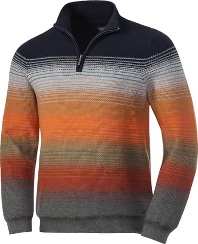 Franco Bettoni Pullover Herren, Strickpullover aus 100% Baumwolle mit Zipp, Sweatshirt für Männer, Marine-orange, Gr. 52 von Franco Bettoni
