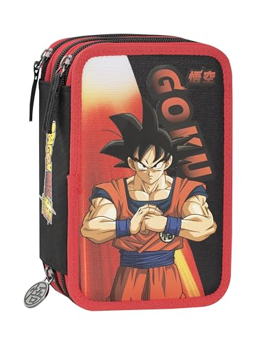Franco Cosimo Panini – Offizielles Dragon Ball Federmäppchen mit 3 Fächern für Kinder und Mädchen mit Schreibwarenset, löschbarer Stift in Blau Frixion und praktischem Schreibwaren-Set von Franco Cosimo Panini