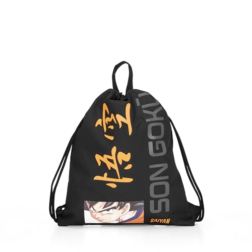 Dragon Ball Rucksack mit Kordelzug, offizieller Dragon Ball, kompakt und vielseitig, Rückseite mit Reißverschlusstasche, ideal für Fitnessstudio, Schule, Reisen, Brotdose, Geschenkidee für Kinder, 34 von Franco Cosimo Panini