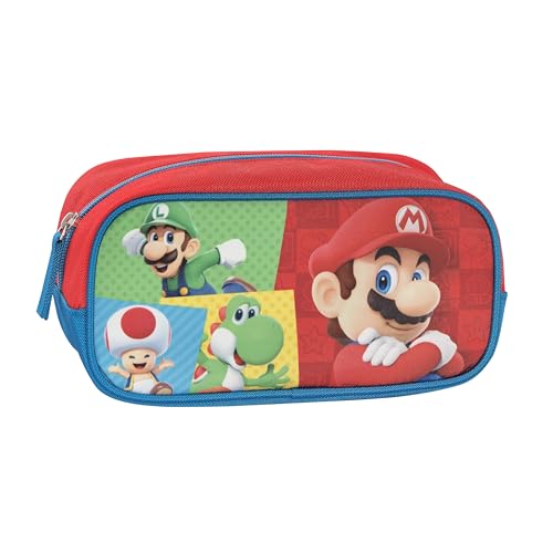 Franco Cosimo Panini Editore Super Mario Federmäppchen, rechteckig, groß, ideal für die Aufbewahrung von Schreibwaren, mit praktischem Reißverschluss, 22 x 11 x 8 cm von Franco Cosimo Panini