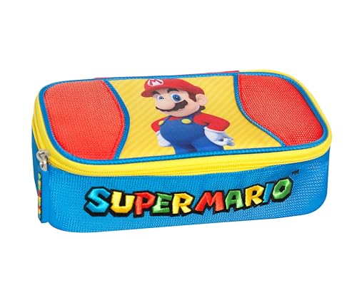 Franco Cosimo Panini Super Mario Federmäppchen für die Schule, offizielles Super Mario Federmäppchen, für Jungen und Mädchen, oval, ideal für die Aufbewahrung von Schreibwaren, mit praktischem von Franco Cosimo Panini