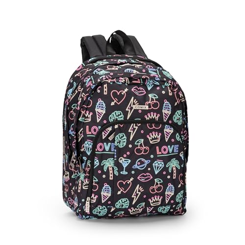Franco Cosimo Panini Unisex Kinder Zaino Organizzato ORGANISIERTER Rucksack Allover NEON Comix, Schwarz von COMIX