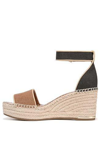 Franco Sarto Damen Clemens Keilsandalen Espadrilles, Hellbraun/schwarzer Stoff, 39 EU von Franco Sarto