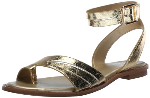 Franco Sarto Damen Greene Ankle Strap Flat Flache Sandale, metallic-goldfarben, 45.5 EU von Franco Sarto