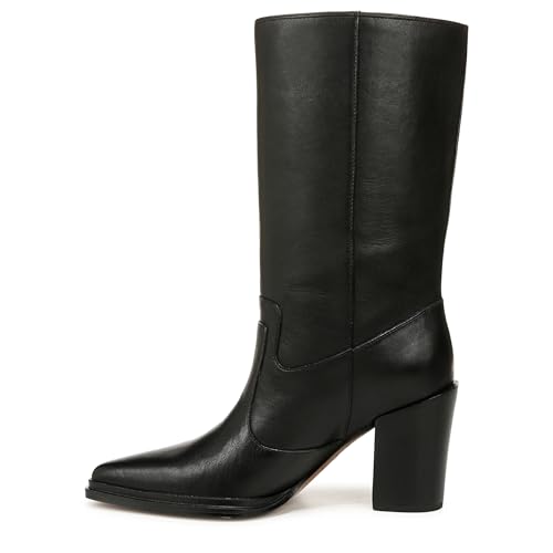 Franco Sarto Damen Jaxon Mid Calf Heeled Boot Halblange Stiefel, Schwarzes Glattleder, 37 EU von Franco Sarto