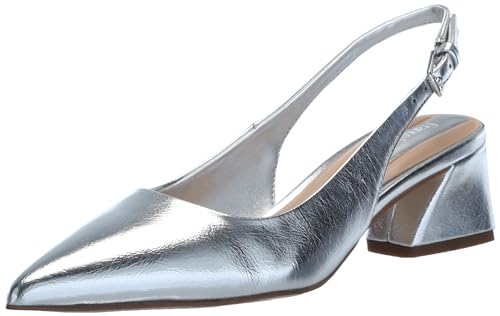 Franco Sarto Damen Racer Slingback Low Block Heel Pointed Toe Pump, Silberfarben metallisch, 37.5 EU von Franco Sarto