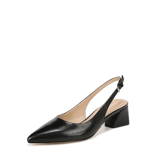 Franco Sarto Damen Racer Slingback Low Block Heel Pointed Toe Pump Pumps, Schwarz Leder, 44 EU Weit von Franco Sarto