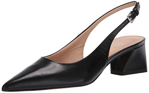 Franco Sarto Damen Racer Slingback niedrigem Blockabsatz und spitzer Zehenpartie Pumps, Schwarz Leder, 38.5 EU Weit von Franco Sarto