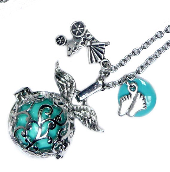 Bola Der Macher-Schwangerschaft Flügel Von Silbernen Engeln, Schwangerschaft, Bola Grüne Kugel von FrancoiseCreations