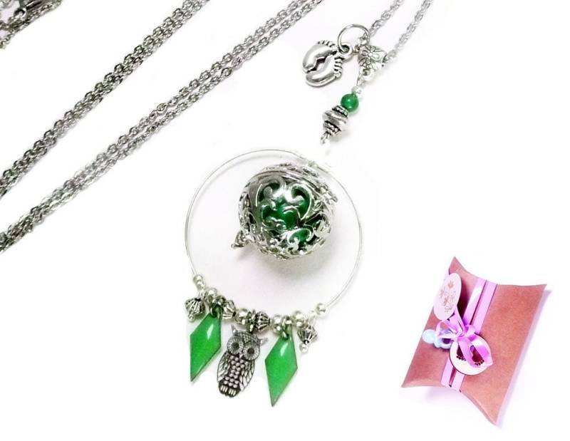 Bola Schwangerschaft Grüne Kugel Und Eule, Große Geld Bola, Ring von FrancoiseCreations