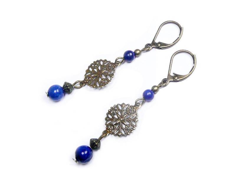 Dangle Purple Earrings, Vintage Jewelry, With Rose von FrancoiseCreations