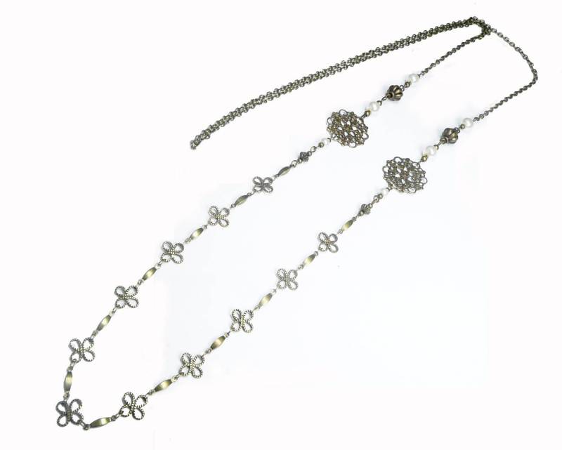 Sprung Halskette Messing Pearly Rosetten Bronze, Weihnachtsgeschenk von FrancoiseCreations