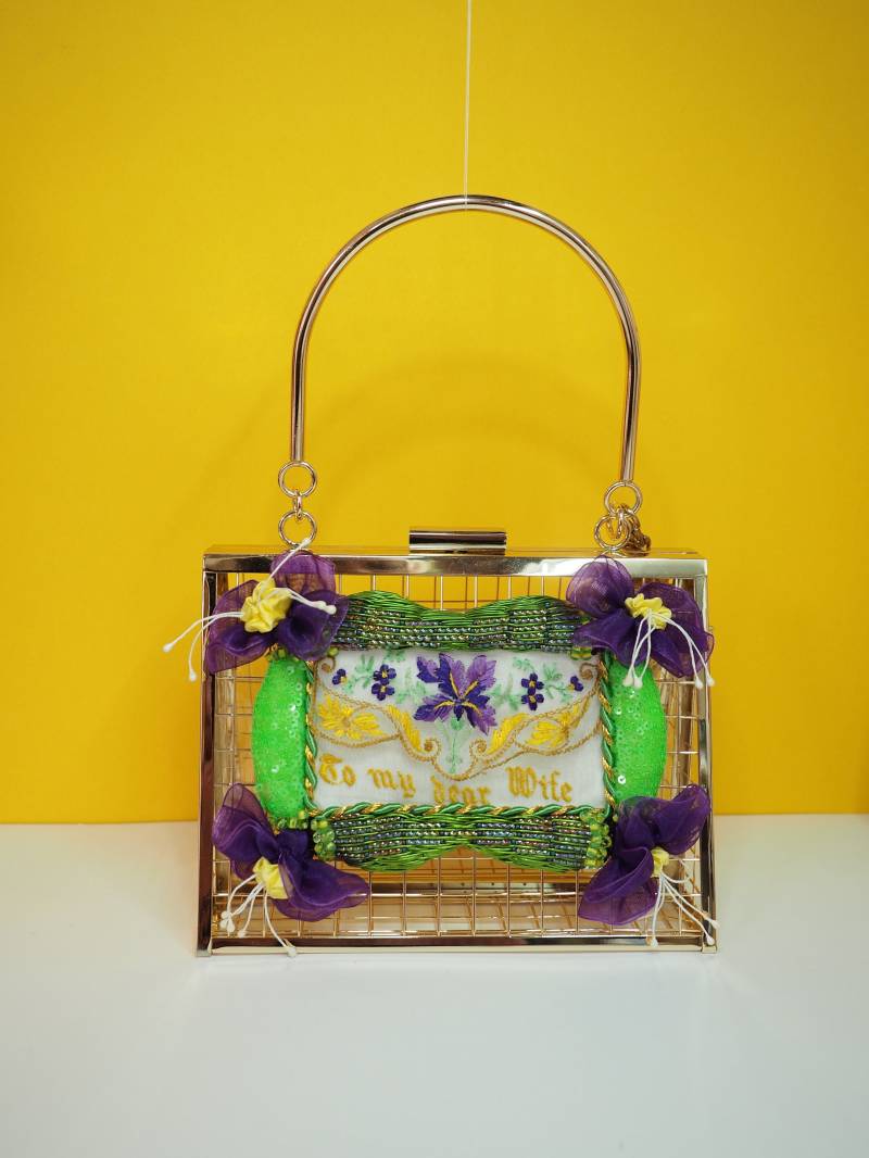 Für Meine Liebe Frau Fuchsia Draht Metallkäfig Handtasche | Anlass Tragen Abend-Party-Clutch Hochzeit Brautjungfer Luxus Designer Tasche von Frangibella