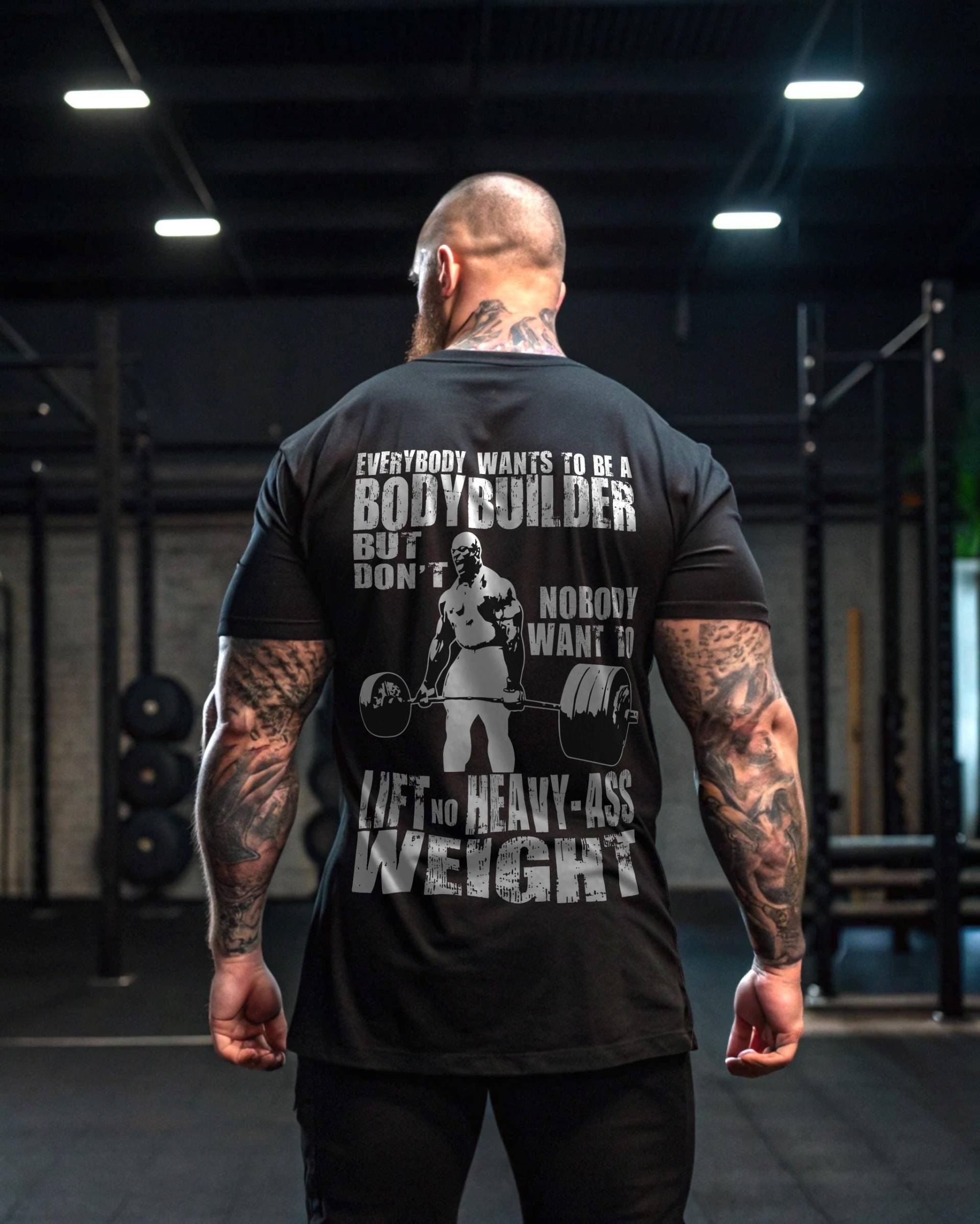 Light Weight Baby V2 - Heavy Unisex Oversize T-Shirt 100% Baumwolle | Backprint Bodybuilding Gym Fitness Training Muscles Sport Muskeln von FrangoWear