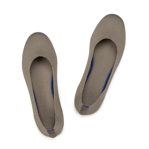 Frank Mully Damen Ballerinas Slip On Knit Kleid Schuhe Pumps Schuhe Runde Zehe, Dunkles Khaki, 37 EU von Frank Mully