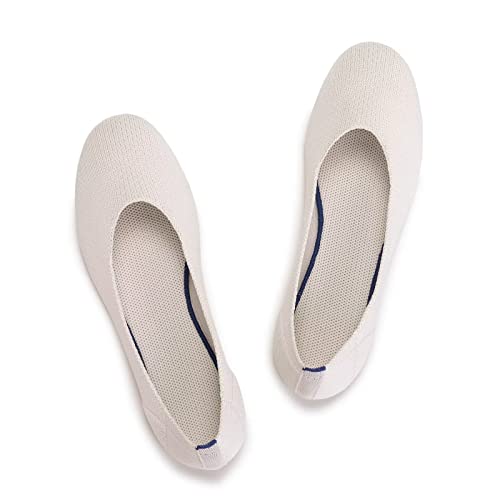 Frank Mully Damen Ballerinas Slip On Knit Kleid Schuhe Pumps Schuhe Runde Zehe, Beige, 43 EU von Frank Mully