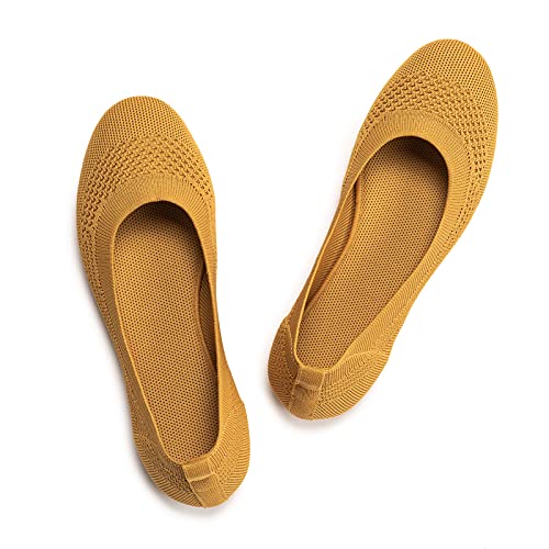 Frank Mully Damen Ballerinas Slip On Knit Kleid Schuhe Pumps Schuhe Runde Zehe, Gelb, 40 EU von Frank Mully