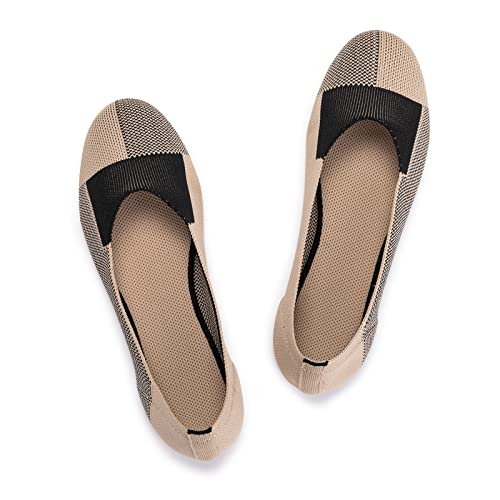 Frank Mully Damen Ballerinas Slip On Knit Kleid Schuhe Pumps Schuhe Runde Zehe, Khaki, 42 EU von Frank Mully