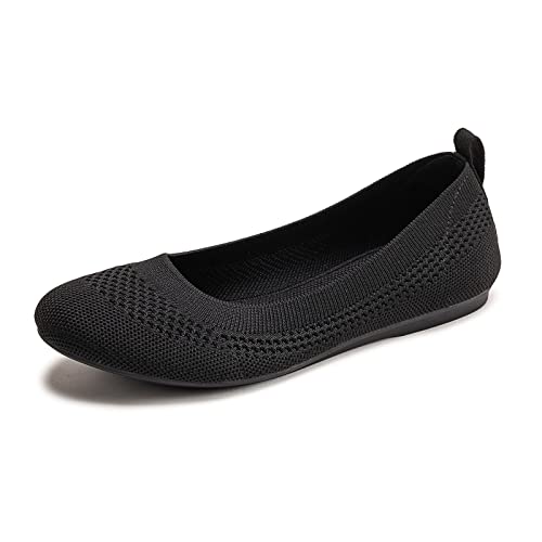 Frank Mully Damen Ballerinas Slip On Knit Kleid Schuhe Pumps Schuhe Runde Zehe, Schwarz, 36 EU von Frank Mully