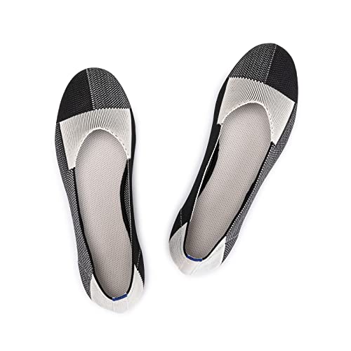 Frank Mully Damen Ballerinas Slip On Knit Kleid Schuhe Pumps Schuhe Runde Zehe, Schwarz, 42 EU von Frank Mully