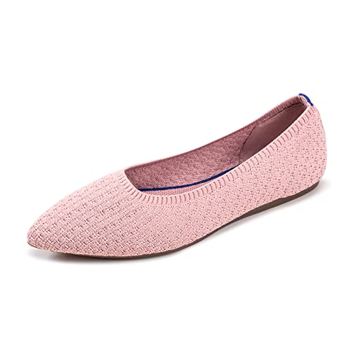 Frank Mully Frauen Spitze Zehe Ballett flach Strickkleid Schuhe Low Wedge Flache Schuhe Komfort Slip On Flats Schuhe für Frau Klassische Schuhe, Rosa, 38.5 EU von Frank Mully