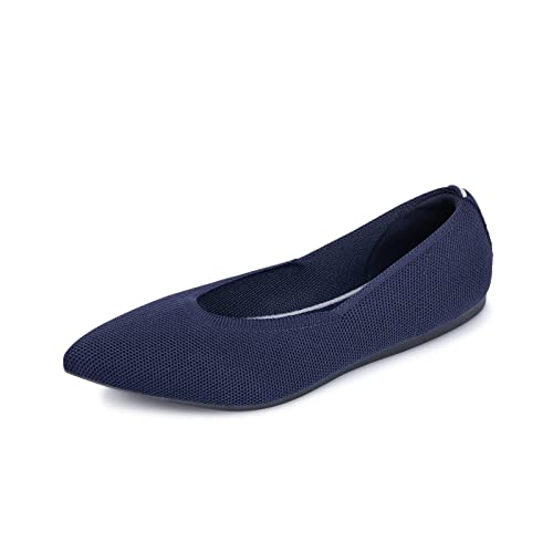 Frank Mully Frauen Spitze Zehe Ballett flach Strickkleid Schuhe Low Wedge Flache Schuhe Komfort Slip On Flats Schuhe für Frau Klassische Schuhe, Blau, 36.5 EU von Frank Mully