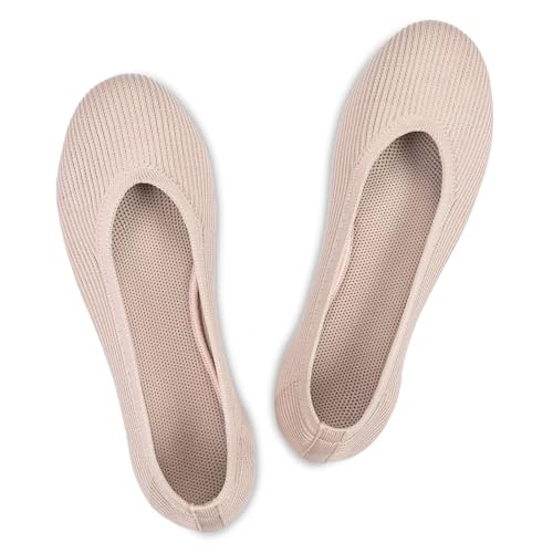 Frank Mully Damen-Ballerinas, runde Zehen, Wanderschuhe, Schlupfschuhe, Arbeitsschuhe, gestrickt, flach, weich, leicht, Hautfarben, 39 EU von Frank Mully