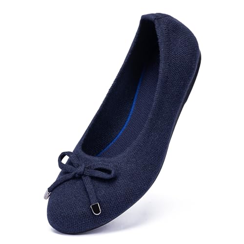 Frank Mully Damen-Ballerinas, zum Hineinschlüpfen, gestrickt, mit runder Zehenpartie, Navy blau, 36.5 EU von Frank Mully