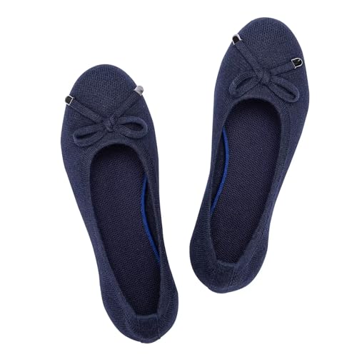 Frank Mully Damen-Ballerinas, zum Hineinschlüpfen, gestrickt mit runder Zehenpartie, Navy blau, 39.5 EU Frank Mully Damen-Ballerinas, zum Hineinschlüpfen, gestrickt mit runder Zehenpartie, Navy blau, 39.5 EU von Frank Mully