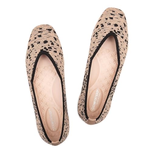 Frank Mully Damen-Ballerinas mit quadratischer Zehenpartie, Slip-on-Strickschuhe, Ballett-Bequeme Damen-Schuhe mit V-Ausschnitt, Gelb, 36.5 EU von Frank Mully