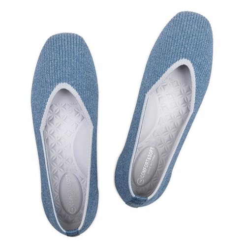 Frank Mully Damen-Ballerinas mit quadratischer Zehenpartie, Slip-on-Strickschuhe, Ballett-Bequeme Damen-Schuhe mit V-Ausschnitt, Hellblau, 39.5 EU Frank Mully Damen-Ballerinas mit quadratischer Zehenpartie, Slip-on-Strickschuhe, Ballett-Bequeme Damen-Schuhe mit V-Ausschnitt, Hellblau, 39.5 EU von Frank Mully