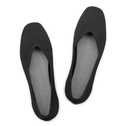Frank Mully Damen-Ballerinas mit quadratischer Zehenpartie, Slip-on-Strickschuhe, Ballett-Bequeme Damen-Schuhe mit V-Ausschnitt, Schwarz, 41 EU von Frank Mully