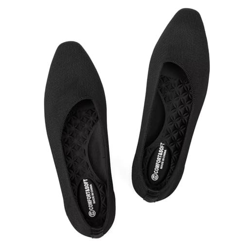 Frank Mully Damen Gestrickte Flats Quadratische Zehenschuhe Atmungsaktive Ballerinas mit Fußgewölbeunterstützung Komfort Walkingschuhe für Frauen, Schwarz, 38.5 EU Frank Mully Damen Gestrickte Flats Quadratische Zehenschuhe Atmungsaktive Ballerinas mit Fußgewölbeunterstützung Komfort Walkingschuhe für Frauen, Schwarz, 38.5 EU von Frank Mully