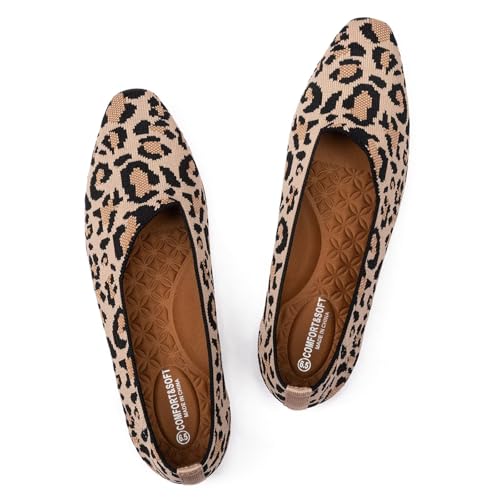 Frank Mully Damen Gestrickte Flats Quadratische Zehenschuhe Atmungsaktive Ballerinas mit Fußgewölbeunterstützung Komfort Walkingschuhe für Frauen, gelb, 39.5 EU von Frank Mully