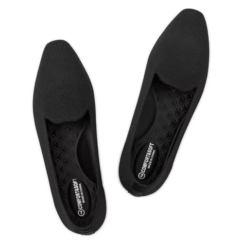 Frank Mully Damen Gestrickte quadratische Zehenpartie Flache Bequeme Loafer Schuhe Büro Arbeitsschuhe Leicht, Schwarz, 38 EU Frank Mully Damen Gestrickte quadratische Zehenpartie Flache Bequeme Loafer Schuhe Büro Arbeitsschuhe Leicht, Schwarz, 38 EU von Frank Mully