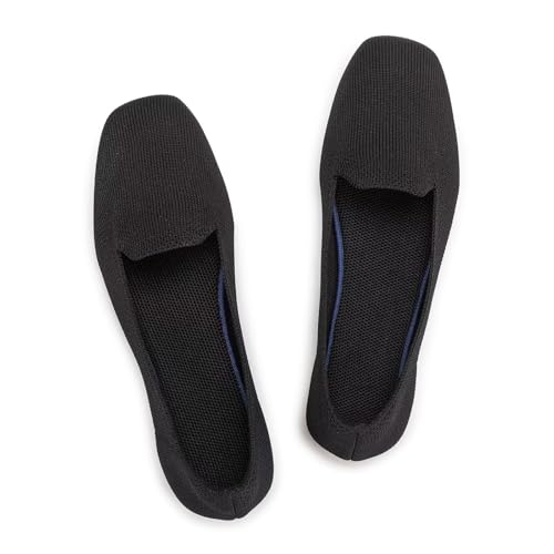 Frank Mully Damen Loafer Flats Square Toe Bequeme Büro Arbeitsschuhe Cute Penny Loafer Slip On Walking Driving Schuhe, 6027 schwarz, 41 EU von Frank Mully