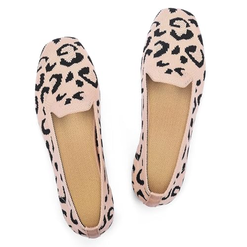 Frank Mully Damen Loafer Flats Square Toe Bequeme Büro Arbeitsschuhe Cute Penny Loafer Slip On Walking Driving Schuhe, 6027Yellow Leopard, 38.5 EU von Frank Mully