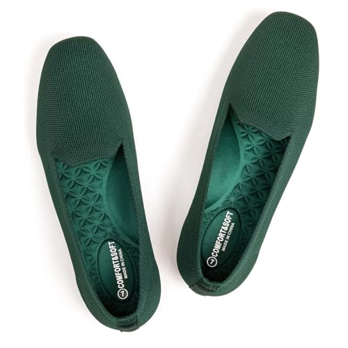 Frank Mully Damen Loafer Flats Square Toe Bequeme Büro Arbeitsschuhe Cute Penny Loafer Slip On Walking Driving Schuhe, 6027green, 36 EU von Frank Mully