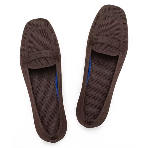 Frank Mully Damen Loafer Flats Square Toe Bequeme Büro Arbeitsschuhe Cute Penny Loafer Slip On Walking Driving Schuhe, 6046coffee, 39 EU von Frank Mully