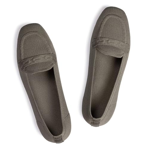 Frank Mully Damen Loafer Flats Square Toe Bequeme Büro Arbeitsschuhe Cute Penny Loafer Slip On Walking Driving Schuhe, 6046green, 39 EU von Frank Mully